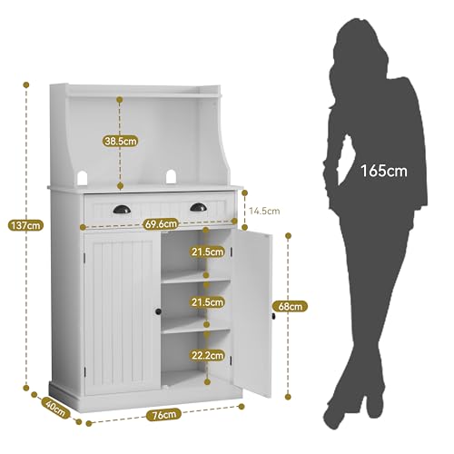 HOLTICO Armario de cocina Microondas Armario multifunción Blanco con estante ajustable, Armario independiente para cocina, salón, dormitorio, comedor, garaje - imagen 2