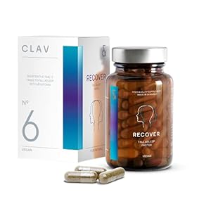 N°6 RECOVER – Aide au sommeil – 30 Jour Dormir Mieux avec Melatonine,Tryptophane,Passiflore, Valeriane, Melisse, Houblon – Vitamine B12 + B9 – Detente Relaxation Sommeil – 60 Gelules pour Dormir Vite