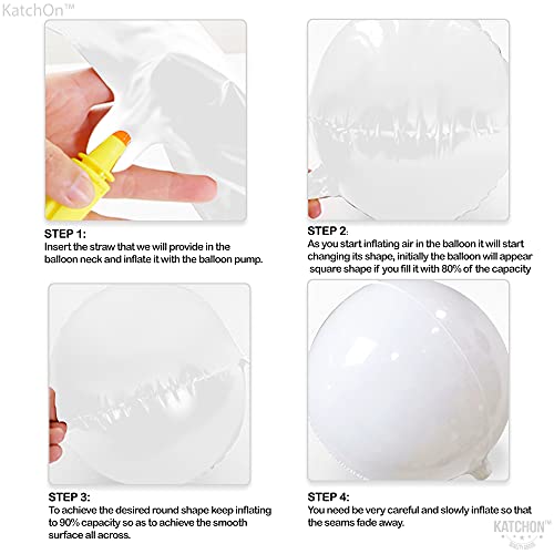 Image of KatchOn, Round White Foil Balloons - 22 Inch, Pack of 6 | 4D Mylar White Balloons for Party Decorations | Metallic Balloon for Birthday, Anniversary, Bridal Shower, Baby Shower Decorations