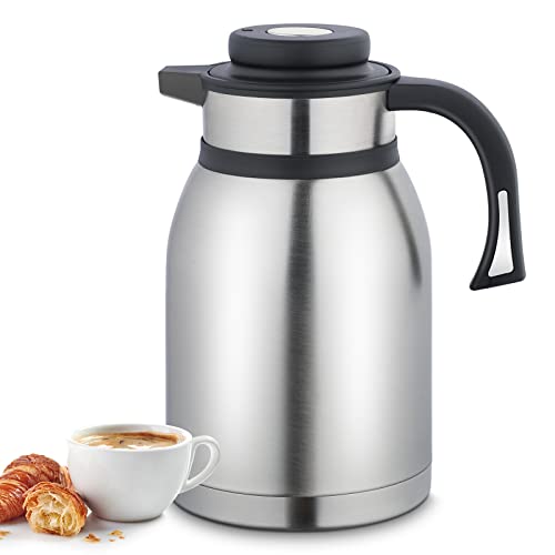 Phyllia 68Oz Thermal Coffee Carafe, Stainless Steel Double Walled Vacuum Insulated Thermos, Thermal Pot Flask For Coffee, Tea, Hot Water, Beverage, Hot & Cold Retention #TOP8