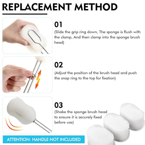 Image of 12PCS Bottle Brush Replacement Sponge Cup Cleaning Brush Sponges Head Baby Bottle Scrubber Brush Replacement Sponge (Replacement Sponges 12PCS)