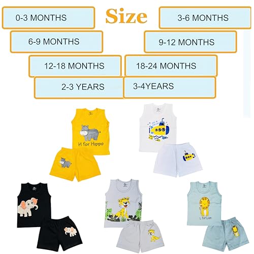 Image of Infantbond Baby & Kids Summer Wear /T-shirt & Short /Cotton Summer Dress /Cut Sleeves T-shirt Nekar