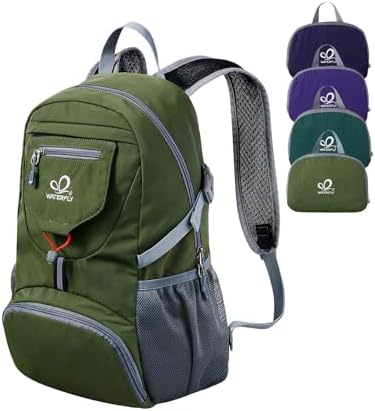 WATERFLY Ultraleicht Faltbarer Rucksack 20L: Klein Wanderrucksack | Herren, Damen, Leicht, Trekkingrucksack, Outdoor, Sportlicher Backpack, Travel Daypack, Wandern, Reisen, Tagesru