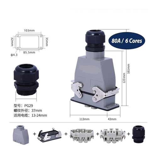 Conector de entrada superior HK-004/8-MF con 12 núcleos 80A 3