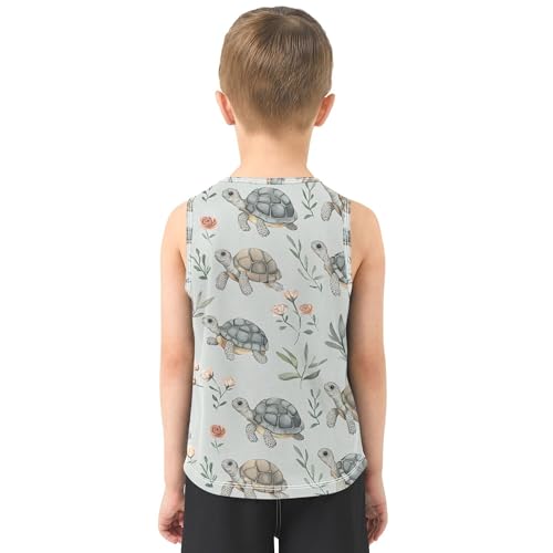 Sweet Water Turtle Reptile Grey Children Tank Tops Sleeveless Kids Vest Boys Summer Top for Running Hiking Biking 3T3