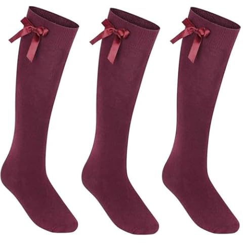 CHAAL Girls' Knee High Socks with Bow Cover