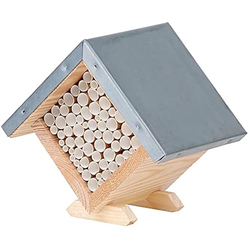 Esschert Design WA54 Bee House Square, 7.8 x 5.7 x 7.1 inch, Pinewood, Paper and Zinc