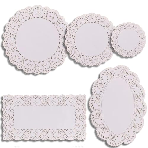 Napperons en papier multi-tailles lot de 250 dentelle blanche ronde - 2