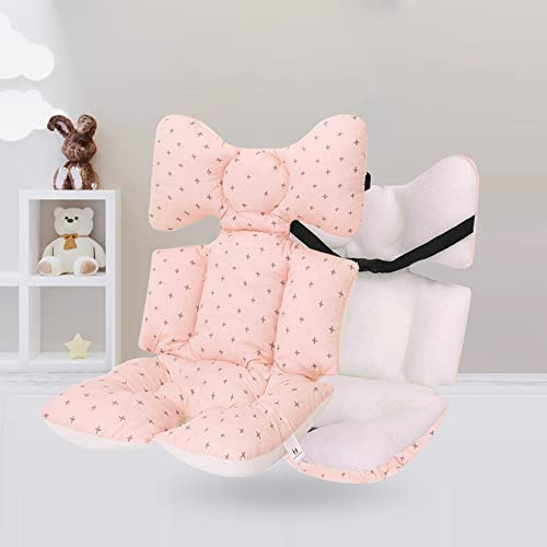 Baby Seat Pad Liner For Stroller–Soft And Breathable，3D Air Mesh Cotton Universal Baby Stroller Cushion (Pink Cross) #TOP1