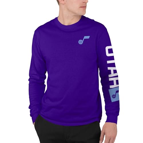 Junk Food NBA - Utah Jazz - Vertical Logo - Officially Licensed Adult Long Sleeve Fan Tee for Men and Women Purple