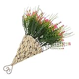 VALICLUD Flores Colgantes Artificiales con Cesta de Mimbre Tejida a Mano Decoración de Pared con Rosas Pequeñas para Interior y Exterior Plantas Artificiales Resistentes al Clima Adecuado