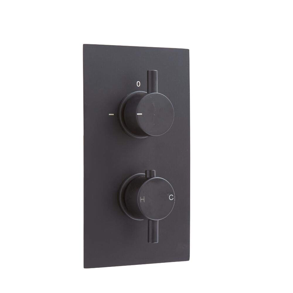 Milano Black Nero 1 Outlet Twin Thermostatic Concealed Mixer Shower Valve