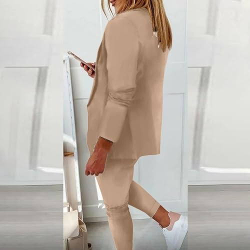 SACFOF Womens 2 Piece Outfits Business Casual Dressy Blazer Sets Open Front Lapel Blazer with Pants Office Work Suit Set2