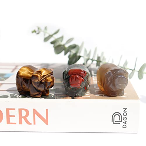 Wemeki Crystal Pig Figurine Mix 6Pcs, Hand Carved Gemstone Pig Sculpture Statue Healing Crystal Natural Stone Pig Figurine Collection Gemstone Animal Statue For Gift, Home Decor #TOP6