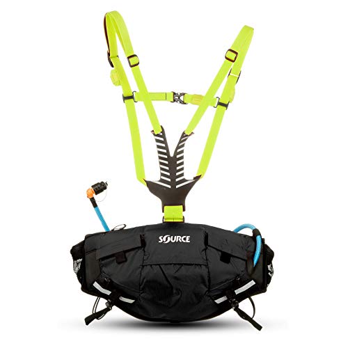 Source Outdoor Hipster Hydration Pack - with Tailored 1.5L Widepac Hydration Bladder - Designed for Biking and Running - Includes High Flow Helix Bite Valve, Black