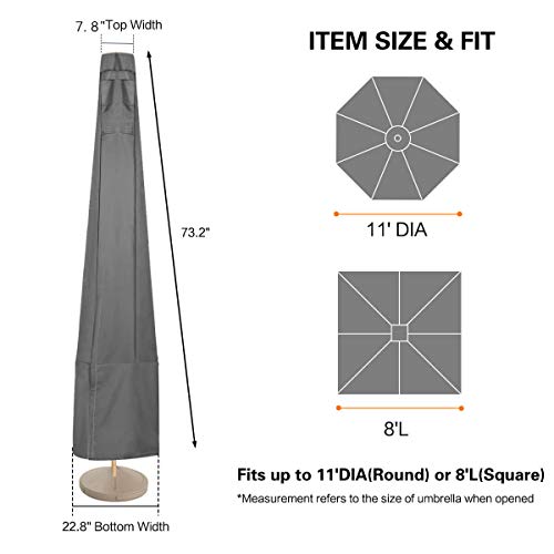 Vailge Patio Umbrella Cover,100% Waterproof Outdoor Market Parasol Umbrella Covers with Zipper and Air Vent,UV Resistant Patio Furniture Covers,73" H x 23" D,Grey by Vailge - Image 2