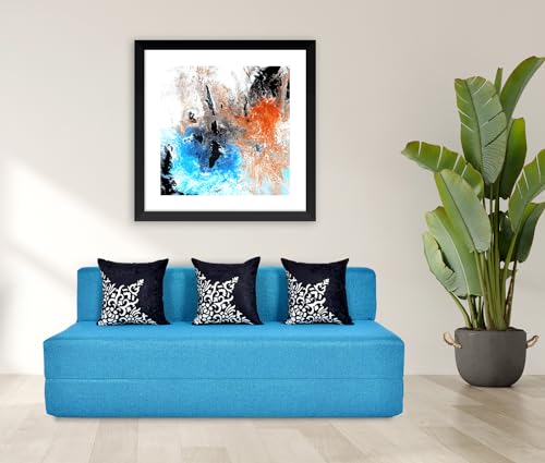 Image of Three Seater Sofa Cum Bed 5x6 Ft with Soft Foam Cushioning, Comfortable Foldable Sofa Bed for Living Room, Bedroom, Guest Room & Office(Turquoise Blue)