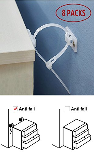 Bookcase Anti Tip Bracket Safety Furniture Straps Kit Baby Proofing Wall Strap 8 Packs