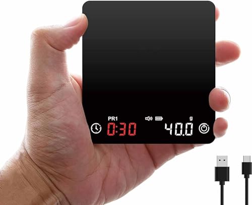 Portable Coffee Scale with Timer – 2kg/0.1g High Precision Espresso Scale – Rechargeable – Measures in g/oz/ml – Perfect for Brewing Coffee