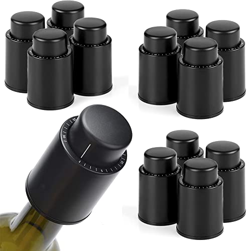 Loboo Idea Pompa Vino Tappi a Vuoto, risparmiatori di Vino Tappi a Pompa a Vuoto per Bottiglie di Vetro (Nero, grandi-12pc/scatola)