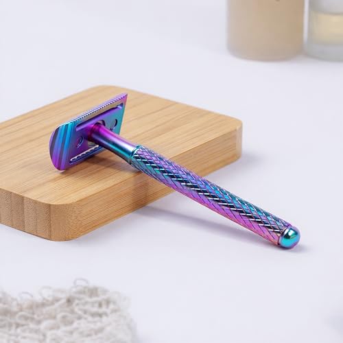 Jungle Culture Safety Razor for Women & Men in Rainbow • Reusable Metal Razor • No Blades Included - Fits All Double Edge Blades • Eco Friendly • Shaving Guide included • for Body & Face - Image 2