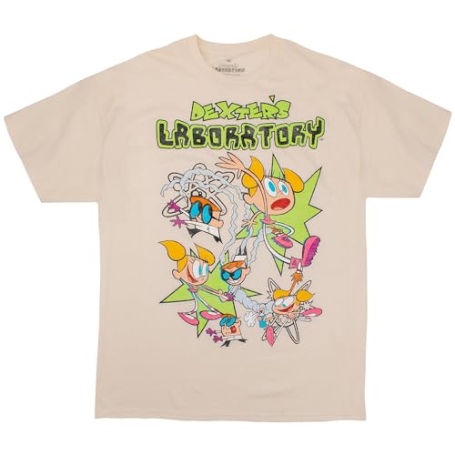 Ripple Junction Dexter's Laboratory Dexter and Dee Dee Men's Graphic T-Shirt Natural XX-Large