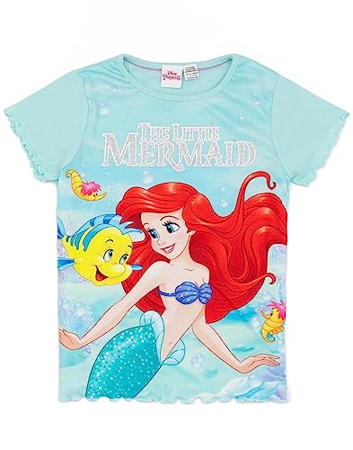 Disney The Little Mermaid Girls Pajama Set | Kids Blue T-Shirt & Shorts Loungewear PJs Outfit | Movie Pajama Nightwear3