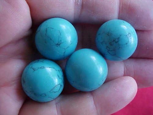 Miniatura 2 de A2805 Gemqz azul Turquesita tallada esfera 4 piezas.