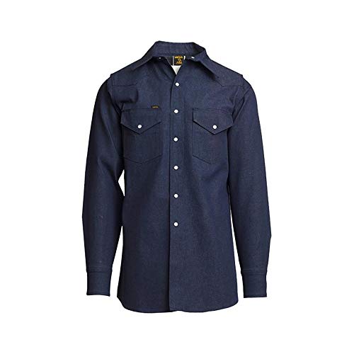 Lapco DS-20-L Heavy-Duty Welder's Shirts, 100% Cotton, 10 oz, 20 Large, Denim