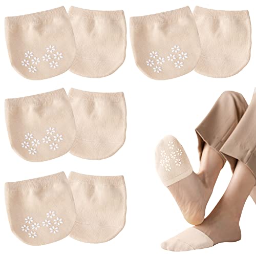 ZOCONE Mezze Calze Donna Cotone, 4 Paia Invisibili Calzini Mezze Donna Calze Antiscivolo Estive, con Silicone Antiscivolo, Calzini Half Socks per Donna Ragazza Tacchi Alti Ballerina