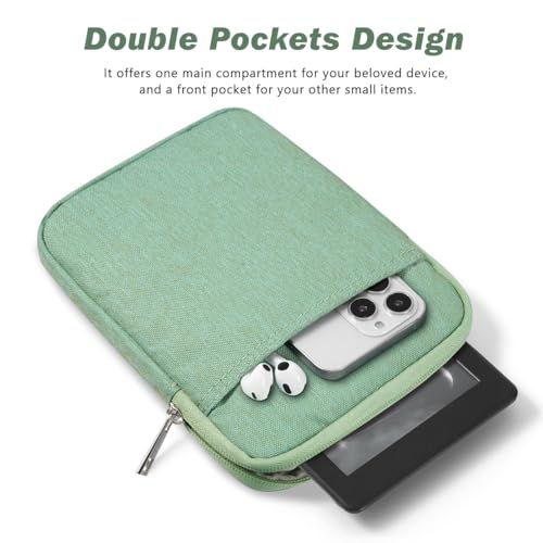 Dadanism 6-7 Inch Universal Padded Sleeve for 7" Colorsoft Signature Edition eReader 2024 and 6" eReader Book, Protective Sleeve Pouch Bag Carrying Case for Kobo E-Reader,Matcha Green by Dadanism - Image 4