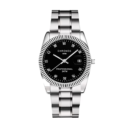 Montre Homme,Montre à Quartz Analogique Résistante à l'eau de Style Professionnel Classique,Bracelet en Acier Inoxydable,avec Fonction Calendrier Cover