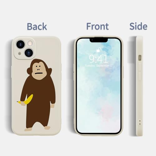 Wihytec Funny Monkey Phone Case for iPhone 11 Cute Monkey Banana Case Cover Liquid Silicone Soft Gel Rubber Durable Matt Phone Cover with Microfiber Lining