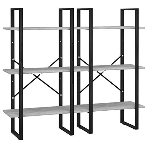 Estantería gris cemento de metal y madera con dimensiones de 60x30x210 cm 5