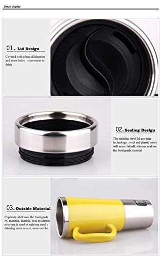 400Ml Vacuum Insulated Stainless Steel Travel Mug Car Cup With Charger Car Boiling Mug Electric Kettle Boiling Vehicle Thermos With Dc12V Heating Cup (Yellow) #TOP3