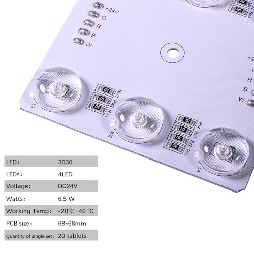 Image of wixure 20PCS String Light 3030 RGBW Diffuse Reflection Square Lamp Module Lights 24V 6 LEDs 7070 24V RGBW 2700K Excluding Controllers, Transformers, and Accessories