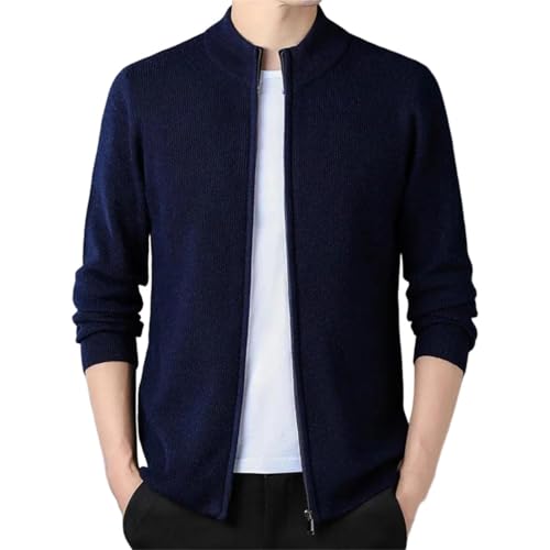 Cárdigan de punto para hombre con cremallera y cuello alto a rayas 1