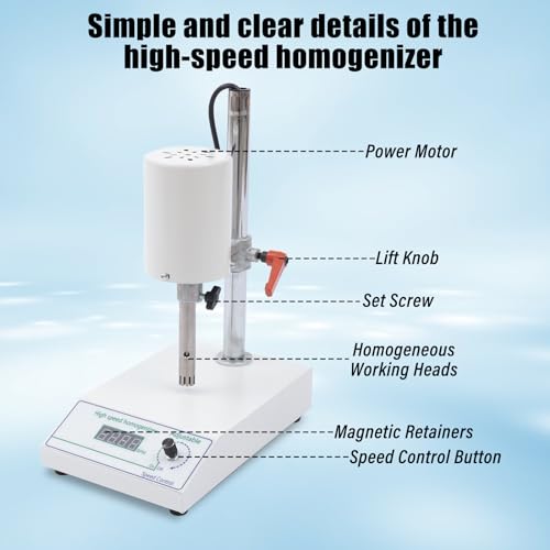 Cildon HOMOGENIZER LAB DISPERSER EMULSIFIER 8000-22000 Rpm Speed Adjustable, 5-1000Ml Processing Capacity, W/ 2 Working Heads(12Mm&18Mm, Length 120Mm) 220W Homogenizer thumb #3