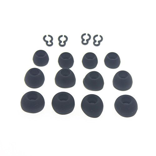 APG 3 Sizes 6 Pairs (12 Pieces) Replacement Earbuds Tips Ear Gels Bud Cushions & 2 Pairs (4 Pieces) Replacement Plastic Hooks for Earphones & Headphones & Bluetooth Earphones