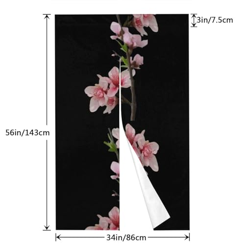Rideau de porte noren japonais fleurs de pêcher zen - 4