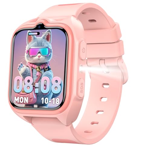 Yxtel Smartwatch Kinder, 4G LTE unterstützt Sprachanrufe, Gruppenchats & SOS-Notruf,GPS Live-Ortung & Schulmodus,IP67 Wasserdicht,Taschenlampe & Schrittzähler,Für Jungen & Mädchen