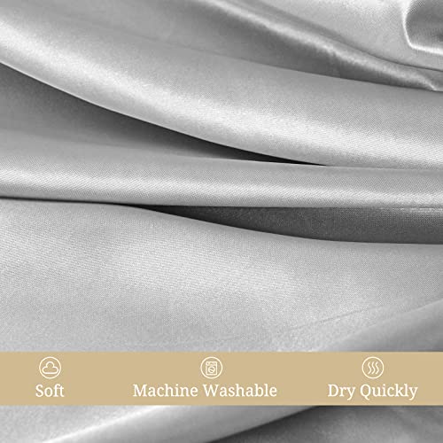 Ymhpride 12-Pack Silver Rectangle Tablecloths, Satin Tablecloths, 57X108 Inch Bright Silk Tablecloths, Smooth Fabric Table Decorations, For Wedding Table Decoration… #TOP3