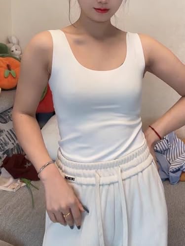 Women's Ice Silk Seamless Vest - Striped Slim Fit Base Shirt Wide Shoulder Strap Sleeveless Round Neck Shirt Vest