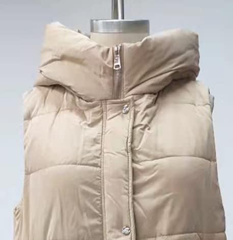 Women's Hooded Long Down Vest Full-Zip Sleeveless Puffer Vest Fashionable Coats Jacket - Image 4