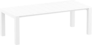 Compamia Vegas 86" Extendable Patio Dining Table in White, Commercial Grade