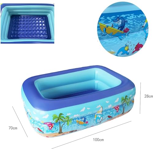 Aufblasbarer Pool, Aufblasbares Planschbecken, Schwimmbecken,Aufblasbare Pool,2 Rollen 100 x 70 cm Höhe 28 cm Swimmingpool,Tragbare Badewanne