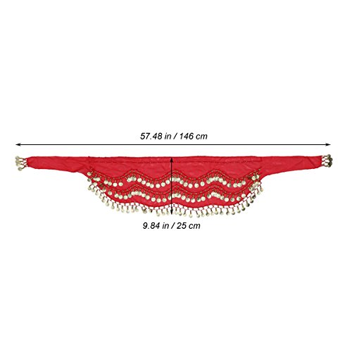 OULII Cachecol feminino de chiffon para dança do ventre com 3 fileiras e cinto para enrolar moedas p