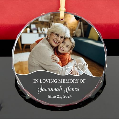 Qijundian Personalizado nuestro primer adorno de Navidad novio personalizado foto ornamento regalos de compromiso adornos navideños para pareja (U)
