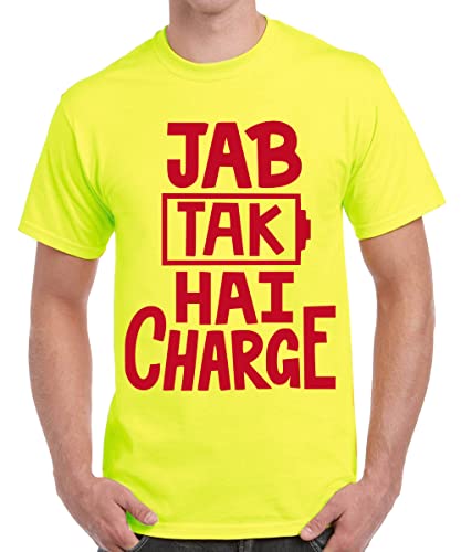 Image of Caseria Men's Cotton Printed T-Shirt -Jab Tak Hai Charge | 100% Cotton | Half Sleeves | Regular Fit | Printed | Round Neck | Graphic T Shirt