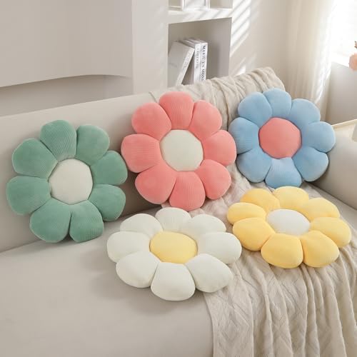 Image of HOKIPO Flower Pillow Fluffy Soft Decorative Throw Pillow Seating Cushion Plush Pillow for Sofa Couch Bed Nursery Props - 42 cm, Soft Blue (AR-6234-BLU)